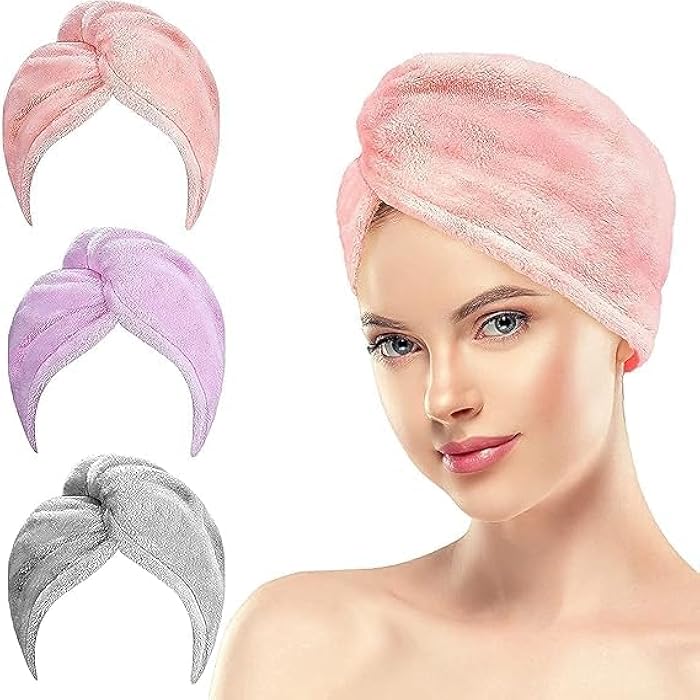 Hair Towel Hair Drying Shower Wrap Quick Dry Microfiber Multicolor Cotton Fresh One Size - Image 2